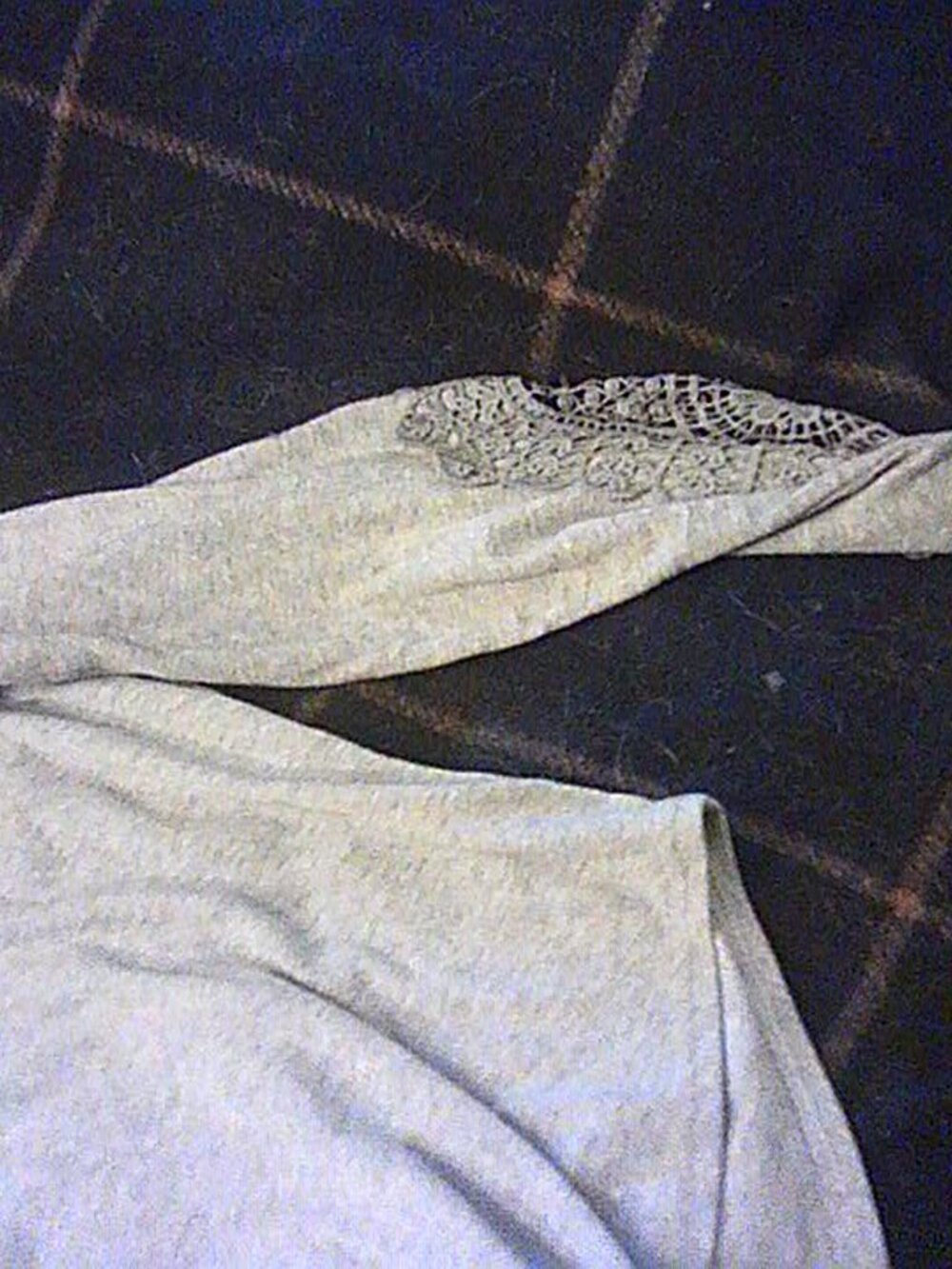 Women’s Grey Long‑Sleeve Top w/ Lace Sleeve Detail